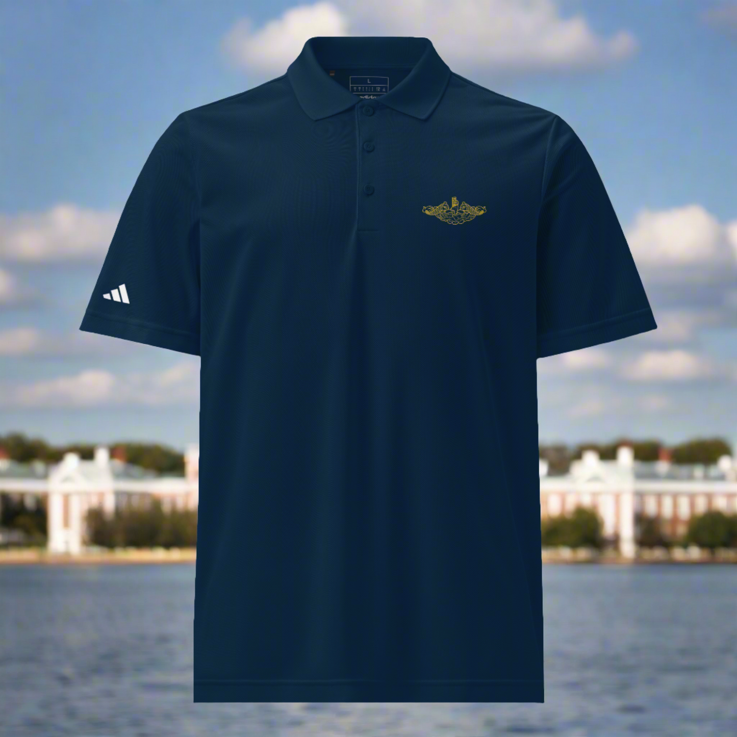 Submarine Warfare Gold Dolphins Adidas sport polo